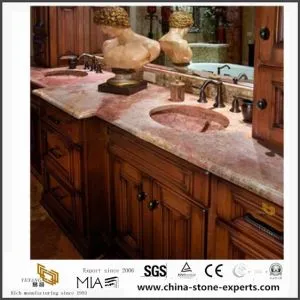 Előregyártott természetes vörös korall márvány munkalapok a konyha és a fürdőszoba Design